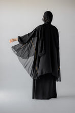 Load image into Gallery viewer, The Black Chiffon Cape With Golden Ribbons