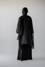 Load image into Gallery viewer, The Black Chiffon Cape With Golden Ribbons