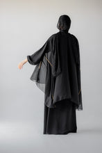 Load image into Gallery viewer, The Black Chiffon Cape With Golden Ribbons