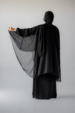 Load image into Gallery viewer, The Black Chiffon Cape With Golden Ribbons