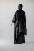 Load image into Gallery viewer, The Black Chiffon Cape With Golden Ribbons