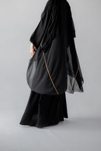 Load image into Gallery viewer, The Black Chiffon Cape With Golden Ribbons