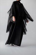 Load image into Gallery viewer, The Black Chiffon Cape With Golden Ribbons